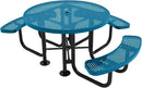 Heavy-Duty Portable Outdoor Picnic Table with Umbrella Hole, Punched Steel Patio Dining Furniture Made in America (46" Round Top, Light Blue) by CozyNest Decor