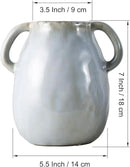 Gray Ceramic Vase with 2 Handles, Modern Farmhouse Decor, Rustic Terracotta Pottery, Decorative Flower Vases, Clay Small Vase, Centerpiece for Dining Table - 7 Inch Tall by GreenHaven Gardens