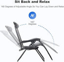 Nazhura Set of 2 Relaxing Recliners Patio Chairs Adjustable Steel Mesh Zero Gravity Lounge Chair Beach Chairs with Pillow and Cup Holder(Grey) by CozyNest Decor