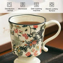 360ml -12.17oz Painted Floral & Bird Ceramic Mug - Cute Coffee Cup for Latte, Espresso - Gift for Women, Dishwasher Safe by CozyNest Decor