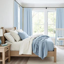 Light Blue Curtains 96 Inches Long for Living Room Linen Boho Blackout Room Darkening Back Tab Pleated Thermal Window Treatments Pale Blue Black Out Curtain Drapes for Bedroom Decor 96 Length 2 Panel by CozyNest Decor