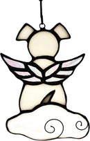Stained Glass Angel Wings Dog Memorial Gifts for Loss of Dog Sympathy Gift Suncatcher, Rainbow Bridge Pet Passing Away Remembrance in Memory, Dog Bereavement Gifts for Loss of Pet,White by GreenHaven Gardens