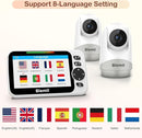 Upgrade Baby Monitor with 30-Hour Battery, 5" Large Split-Screen Video Baby Monitor with 2 Cameras and Audio, Remote Pan/Tilt/Zoom, Two-Way Talk, Room Temperature, Auto Night Vision by TinyTreasures Baby Boutique