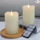 Flameless Candles Battery Operated with Remote Timer, 3D Moving Flame Flickering, Last 600+ Hours Battery Candles, 3" x 5" Ivory Real Wax Electric LED Candle for Wedding Party, Set of 2 by CozyNest Decor