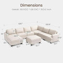 Nolany Sectional Couch with Storage Ottoman, U Shape Sectional Sofa with Chaise, Corduroy Modular Sectional Couches for Living Room, Beige by CozyNest Decor