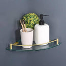 KES Glass Corner Shelf Bathroom Shelf Tempered Glass with Rail SUS 304 Stainless Steel Floating Wall Mount Bracket Brushed Gold, BGS2101A-BZ by CozyNest Decor