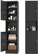 67" Tall Bathroom Storage Cabinet, Narrow Metal Floor Cabinet with 2 Doors and Adjustable Shelves, Freestanding Metal Locker for Laundry, Kitchen, Dining Room by CozyNest Decor