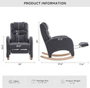 Rocking Chair Nursery, Modern Glider Chair with Adjustable Footrest and Solid Wood Legs, High Backrest Nursery Chair with Side Pocket, Rocker Armchair for Living Room Bedroom, Cotton Linen Dark Gray by TinyTreasures Baby Boutique