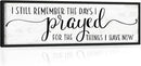 I Still Remember the Days I Prayed for the Things I Have Now Sign: Modern Bedroom Signs Wall Decor Above Bed Farmhouse Country Rustic Wall Art Framed Family Signs Hanging Wall Plaques 12 x 40 Inch by CozyNest Decor