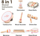 Musical Toys for 2 3 Year Old Girl Birthday Gifts, Wooden Montessori Toys for 2 Year Old, 8 in 1 Musical Instruments for Toddlers with Drum/Hand Bells/Flute/Maracas, Preschool Toys for Baby 18+ Months by TinyTreasures Baby Boutique