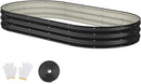 Raised Garden Bed, 8x4x1ft Galvanized Outdoor Planter Beds with Safety Edging and Gloves, Oval Metal Planter Box for Gardening Vegetables Flowers Herb by GreenHaven Gardens