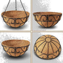 2 Pack Metal Hanging Planter Basket with Coco Coir Liner Chain Round for Garden Decoration Porch Indoor Outdoor (S Shape) by GreenHaven Gardens