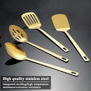 Homquen Gold Kitchen Utensils Set 4pcs, Titanium Gold Plating Stainless Steel Cooking Utensils Set, Kitchen Tools Spatulas Set, Cooking Spoons, Home Essentials Kitchen Gadgets Accessories by CozyNest Decor