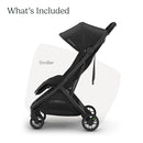 UPPAbaby Minu V3 Travel Stroller | Lightweight + Compact Design | One-Hand Fold + Unfold | from Birth + Overhead Compatible | Jake (Charcoal/Carbon Frame/Black Leather) by TinyTreasures Baby Boutique