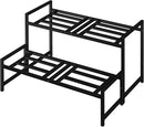 Plant Stand Indoor Outdoor, 2-Tier Wrought Iron Plant Stands, Stackable Metal Plant Shelf Decorative Outdoor Flower Stand Heavy Duty Pedestal Stands for Garden Deck Living Room, Black by GreenHaven Gardens