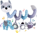 Koty Car Seat Toys, Infant Baby Spiral Plush Activity Hanging Toy for Stroller Bar Pram Crib with Music Box BB Squeaker & Rattles(Gray Fox) by TinyTreasures Baby Boutique