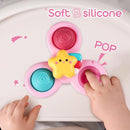 ALASOU 3PCS Pop Suction Cup Spinner Toys for 1 Year Old Boy Girl|Novelty Spinning Tops Toddler Toys Age 1-2|Sensory Baby Bath Toy for Toddlers 1-3|12 18 Months Boy Birthday Gift for Infant by TinyTreasures Baby Boutique