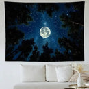 keowhsf Forest Galaxy Tapestry for Bedroom Ceiling - Starry Night Sky with Moon and Trees, Blue Aesthetic Wall Hanging, Milky Way Landscape Backdrop for Living Room and Dorm Decor by CozyNest Decor