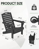 Adirondack Chairs Set of 2, Outdoor Fire Pit Chairs, HDPE All-Weather Adirondack Chairs with Cup Holder, Lawn Chair for Deck, Patio, Garden (Black) by GreenHaven Gardens