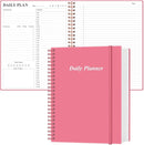 Daily Planner Undated - A4 To Do List Notebook Hourly Schedules, Spiral Appointment Planner for Women and Men,PVC Hardcover, Inner Pocket, Elastic Closure, 8.5" x 11", Pink by TinyTreasures Baby Boutique