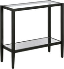 Henn&Hart 24" Wide Rectangular Side Table with Glass Shelf in Blackened Bronze, Table for Living Room, Bedroom by CozyNest Decor