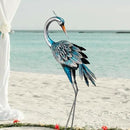 37 Inch Blue Heron Crane Statue, Metal Yard Art Outdoor Decoy, Garden Sculpture for Lawn/Pond Decoration, 1Pc, ORTBL-CR24053A-18 by CozyNest Decor