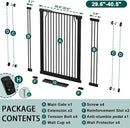 Fairy Baby 40.5" Extra Tall Baby Gate No Drill, 29.6"-40.5" Extra Wide Wide Dog Pet Gate Indoor, Metal Pressure Mounted Safety Child Kid Gate, Auto Close Pet Cat Proof Gate for Stairs Doorway, Black by TinyTreasures Baby Boutique