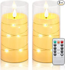 Aignis Flickering Flameless Candles Battery Operated Candles LED Candles with Remote Timer for Home/Wedding/Birthday/Holiday Decor ，Ivory White 3D Flame Set of 2 (D3 xH6 6") by CozyNest Decor