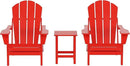 WO Home Furniture Adirondack Chairs Table Set of 3 PCS Outdoor Folding Chairs Side End Table Weather/UV Resistant for Lawn, Garden, Bon Fire, Balcony (Red) by GreenHaven Gardens