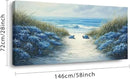 LASMOND Romantic Beach Wall Art for Living Room Blue Sea Turtle Lovers Canvas Painting Prints Ocean Sandy Romance Flowers Large Bedroom Office Decor Artwork (58x28 Inches) by CozyNest Decor