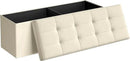 SONGMICS MAZIE Collection - 43 Inches Folding Storage Ottoman Bench, Ottoman Foot Rest, End of Bed Bench, Storage Chest, Load 660 lb, for Living Room, Bedroom, Entryway, Cream White ULSF77BE by CozyNest Decor