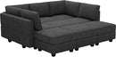 Belffin Modular Sectional Sleeper Sofa Couch with Storage Ottoman Convertible Sectional Couches for Living Room Terry Reversible Chaise. Dark Grey Sofa by CozyNest Decor