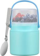 2-in-1 Insulated Food Jar & Snack Container - 15oz Kids Soup Thermos for Hot Food with Handle and Spoon, Leak Proof Reusable Toddler Snack Box, Perfect for School & Travel, Tiffany Blue by TinyTreasures Baby Boutique