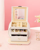 Homde Girls Jewelry Box Jewelry Storage Case Organizer with Mirror for Rings, Earrings, Bracelets, Necklaces (White + Gold) by TinyTreasures Baby Boutique