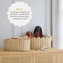 BEBE BASK Premium Scalloped Basket Set Of 2 - Scallop Basket - 16 x 10 x 7 Inch - Hand-Woven Elegant Wicker With Scalloped Edge - Nursery Storage (Natural) by GreenHaven Gardens