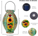 Sunflower Solar Lanterns Outdoor Waterproof,Hanging Solar Lantern,Sunflower Lanterns Decorative Outdoor,Glass & Metal Solar Lights for Tabletop Patio Porch Decor by GreenHaven Gardens