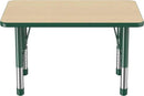 Factory Direct Partners FDP Rectangle Activity School and Classroom Kids Table (24 x 36 inch), Chunky Toddler Leg, Adjustable Height 15-24 inches - Maple Top and Green Edge by CozyNest Decor