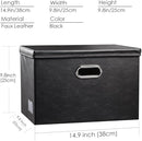 PRANDOM Foldable Storage Bins with Lids [5-Pack] Leather Fabric Collapsible Storage Boxes Organizer Containers Baskets Cube with Cover for Bedroom Closet Office Nursery Black (14.9x10.8x10) by TinyTreasures Baby Boutique