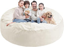 7FT Bean Bag Chair, Large Bean Bag Chairs with Memory Foam Filled, Fluffy Beanbag Sofa with Dutch Velvet Cover, Round BeanBag Chairs for Living Room, Playroom - Beige by TinyTreasures Baby Boutique