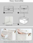 StorageWorks 45L Extra Large Fabric Storage Bins with PU Handles, Storage Baskets for Organizing, Large Laundry Basket, 2-Pack, Beige, 19" L X 13.25" W X 11" H by TinyTreasures Baby Boutique