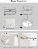 StorageWorks 45L Extra Large Fabric Storage Bins with PU Handles, Storage Baskets for Organizing, Large Laundry Basket, 2-Pack, Beige, 19" L X 13.25" W X 11" H by CozyNest Decor