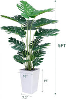 Artificial Monstera Plant 5ft, Realistic Fake Plants with Silk Leaves & Texture Trunk, Artificial Plants for Home Office Decor Indoor Outdoor Housewarming Gift by CozyNest Decor