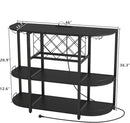 Wine Cabinet Coffee Table with Power Socket and LED Light, Three Tiers Coffee Bar Table Wine Rack Liqour Bar with Large Storage for Home Kitchen (Black) by CozyNest Decor