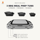 Drip EZ Collapsible BBQ Prep Tubs 3-Piece Set- For Meal Prep Marinating Food Storage - Includes Cutting Board & Lid - (1) JR + (1) OG + (1) XL - Black by GreenHaven Gardens