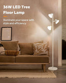 White Floor Lamp, 36W Modern Dimmable Standing Lamp 2700-6500K, 3 Rotatable LED Lights Reading Tall Lamp, Touch & Remote Control Floor Lamps for Living Room Bedroom Office by CozyNest Decor