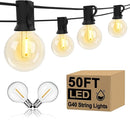 GOOTHY 50Ft G40 LED Outdoor String Lights, Waterproof with 52 Shatterproof Globe Bulbs, Hanging Backyard Lights for Party Cafe Balcony Porch Commercial Decorations - Black by TinyTreasures Baby Boutique