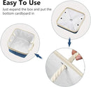 i BKGOO 3Pack Large Foldable Storage Bins，Collapsible Sturdy Cationic Fabric Organizing Storage Basket Cube with Cotton Handles for Home Office Shelf Clothes Toys Khaki-Blue 13×13×13 inch by CozyNest Decor