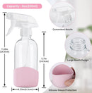 HOMBYS 8 Oz Empty Clear Glass Spray Bottles with Silicone Sleeve Protection Refillable Containers for Cleaning Solutions, Essential Oils, Misting Plants - Quality Sprayer - 3 Pack Boston Bottles by GreenHaven Gardens