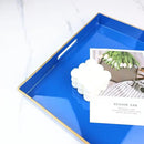 Spsyrine Blue Decorative Tray for Living Room, Square Modern Plastic Coffee Serving Table Tray for Ottoman Bathroom Kitchen,13"*13" by CozyNest Decor