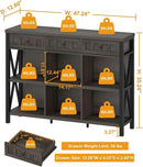 FATORRI Rustic 6 Cube Storage Organizer Bookshelf with 3 Drawers, Short Low Horizontal Bookshelf for Living Room, Industrial Wood and Metal Cubby Bookcase for Home Office (Walnut Brown, 47 Inch) by CozyNest Decor
